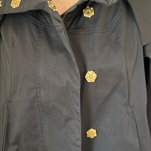 Ciao Milano Black Cape rain jacket with Gold Buttons